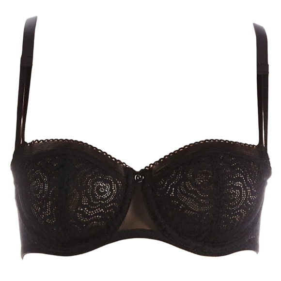 NWT Chantelle c Jolie floral lace demi underwire bra black romantic adjustable - Picture 2 of 12